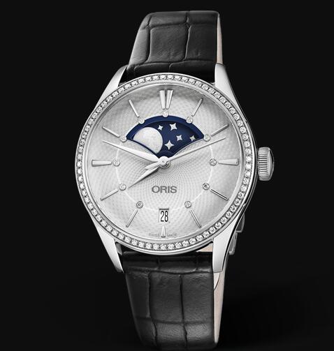 Oris Artelier Grande Lune Date Diamonds 36mm Replica Watch 01 763 7723 4951-07 5 18 64FC